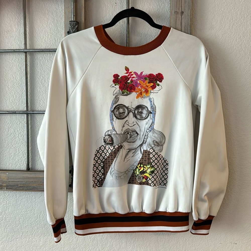 Clover Canyon Graphic Lady Sweatshirt Fleece Lined S